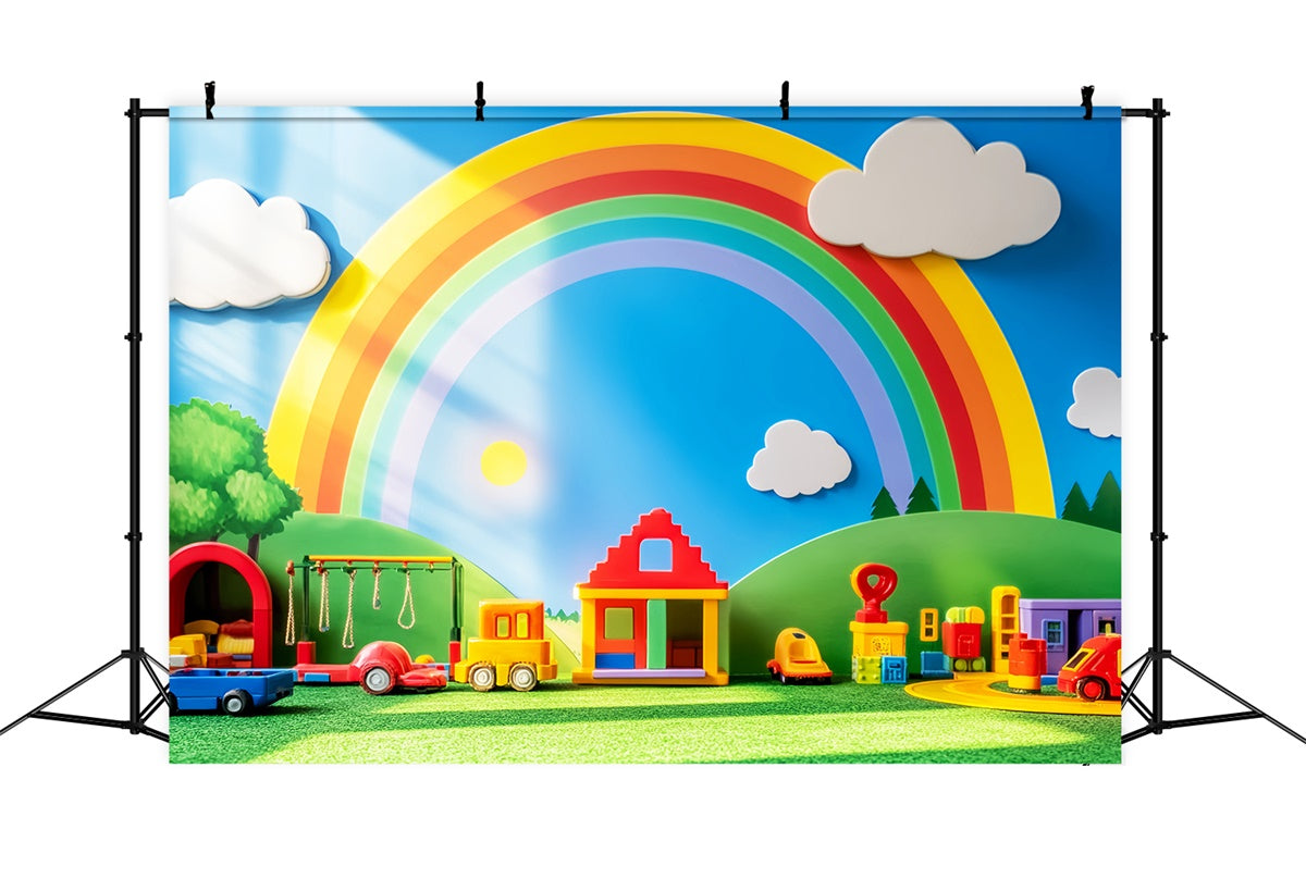Schulfoto Hintergrund Regenbogen Spielzeugparade Hintergrund LXX57-55