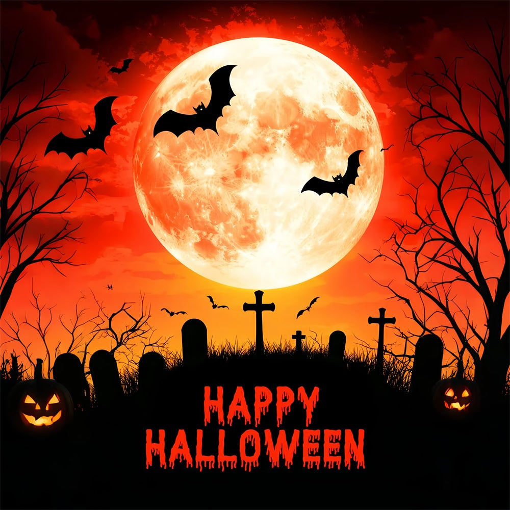 Halloween-Mond-Hintergrundkulisse Vollmond-Friedhof-Hintergrundkulisse LXX57-63
