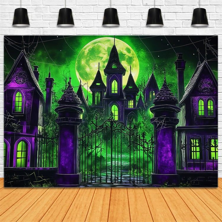 Halloween Mond-Hintergrundkulisse Gothic Manor Mitternachts-Hintergrundkulisse LXX57-67