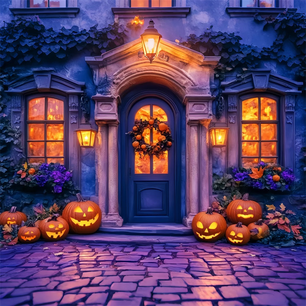 Halloween Fotokulisse Eleganter Kürbis Veranda Hintergrund LXX57-90