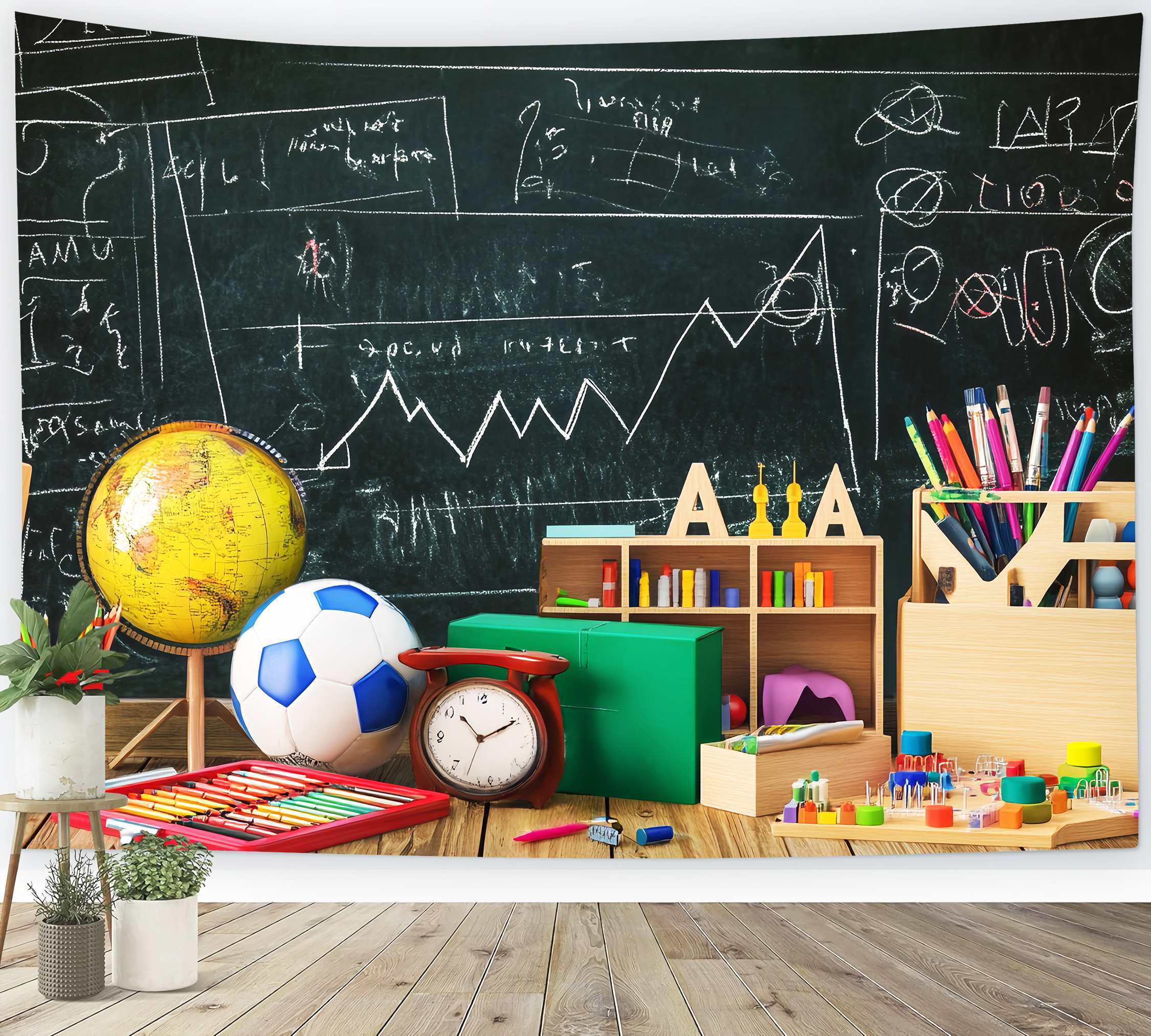 Back To School Kreidetafel Backdrop Kreidetafel Zeichnungen Schreibwaren Globus Supplies Back To School Studiohintergrund LXX58-123