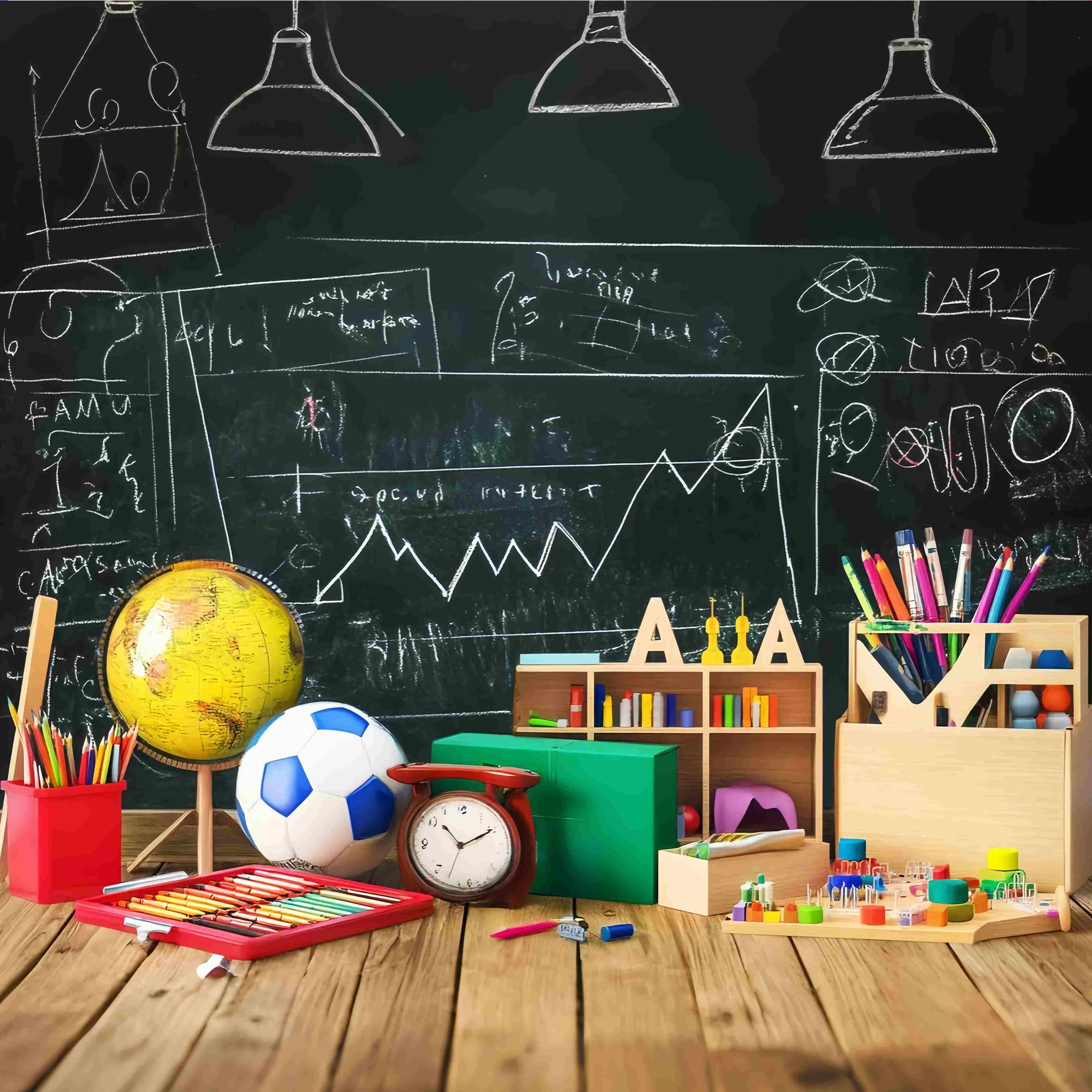 Back To School Kreidetafel Backdrop Kreidetafel Zeichnungen Schreibwaren Globus Supplies Back To School Studiohintergrund LXX58-123