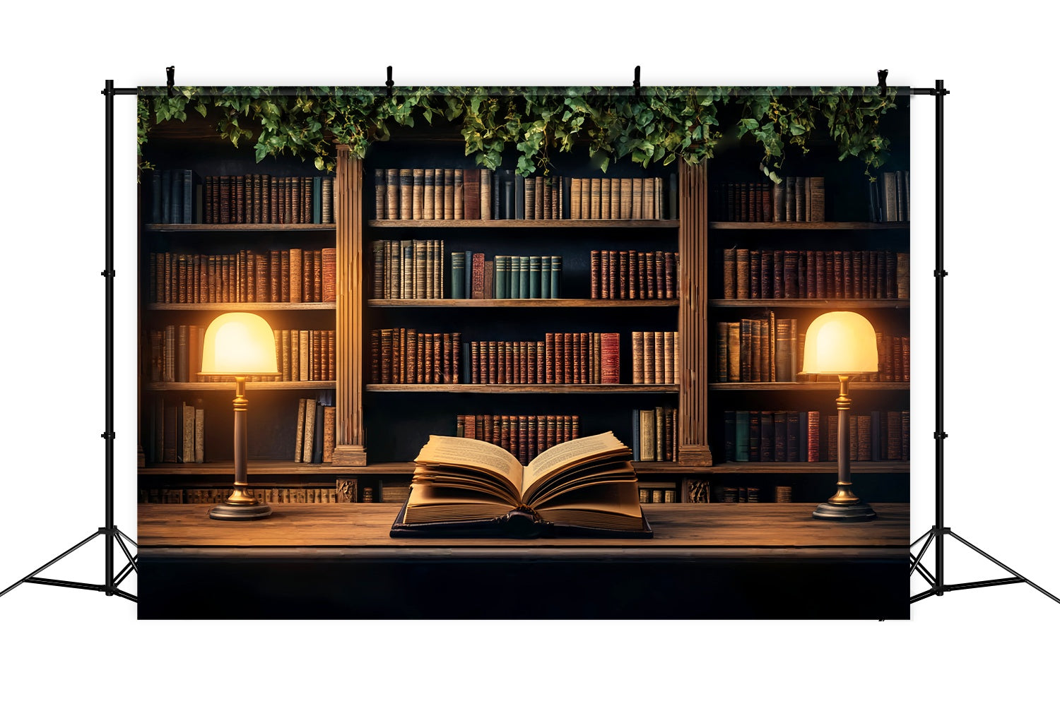 Back To School Studiohintergrund Vintage Bibliothek Leseecke Bücherregal Backdrop LXX58-153