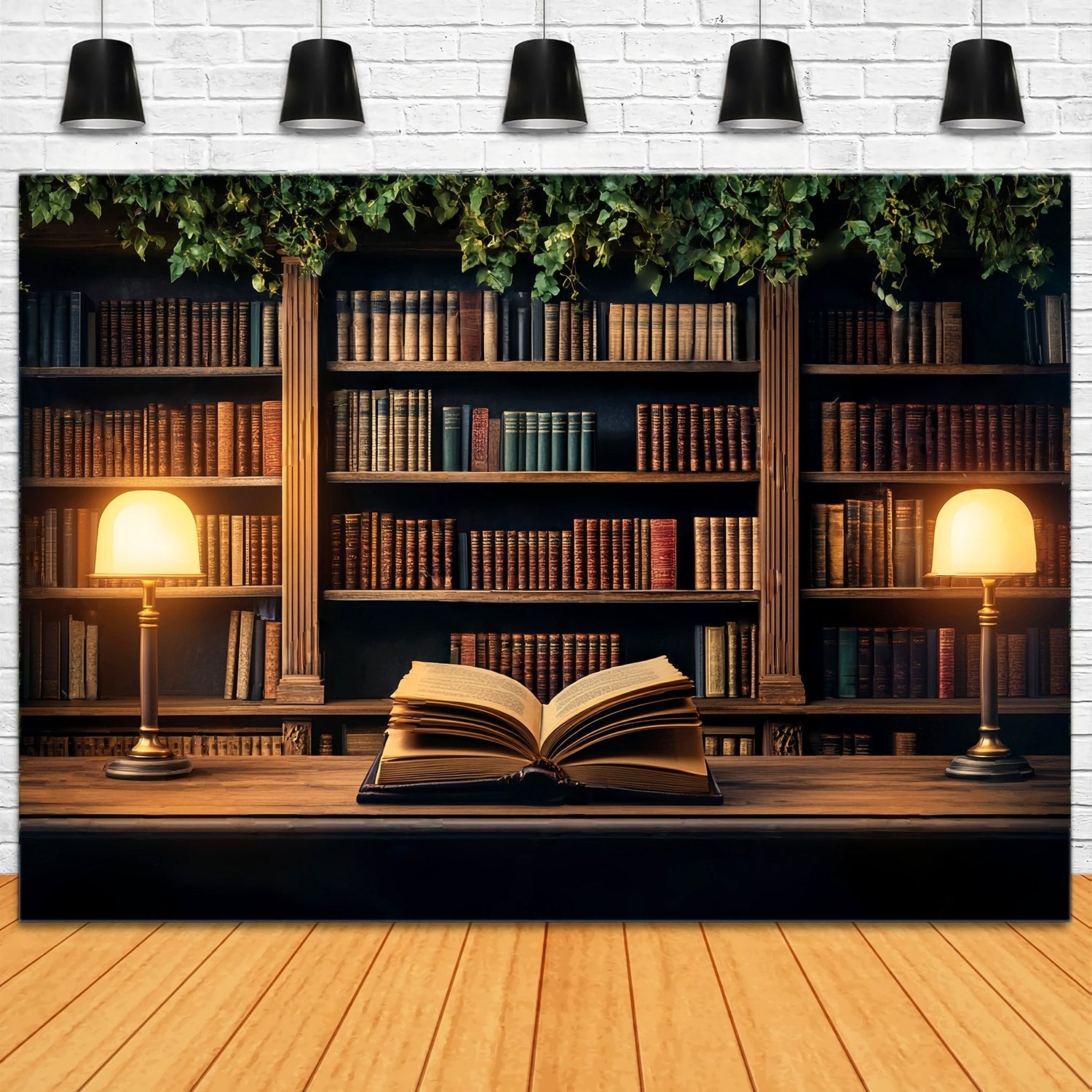 Back To School Studiohintergrund Vintage Bibliothek Leseecke Bücherregal Backdrop LXX58-153