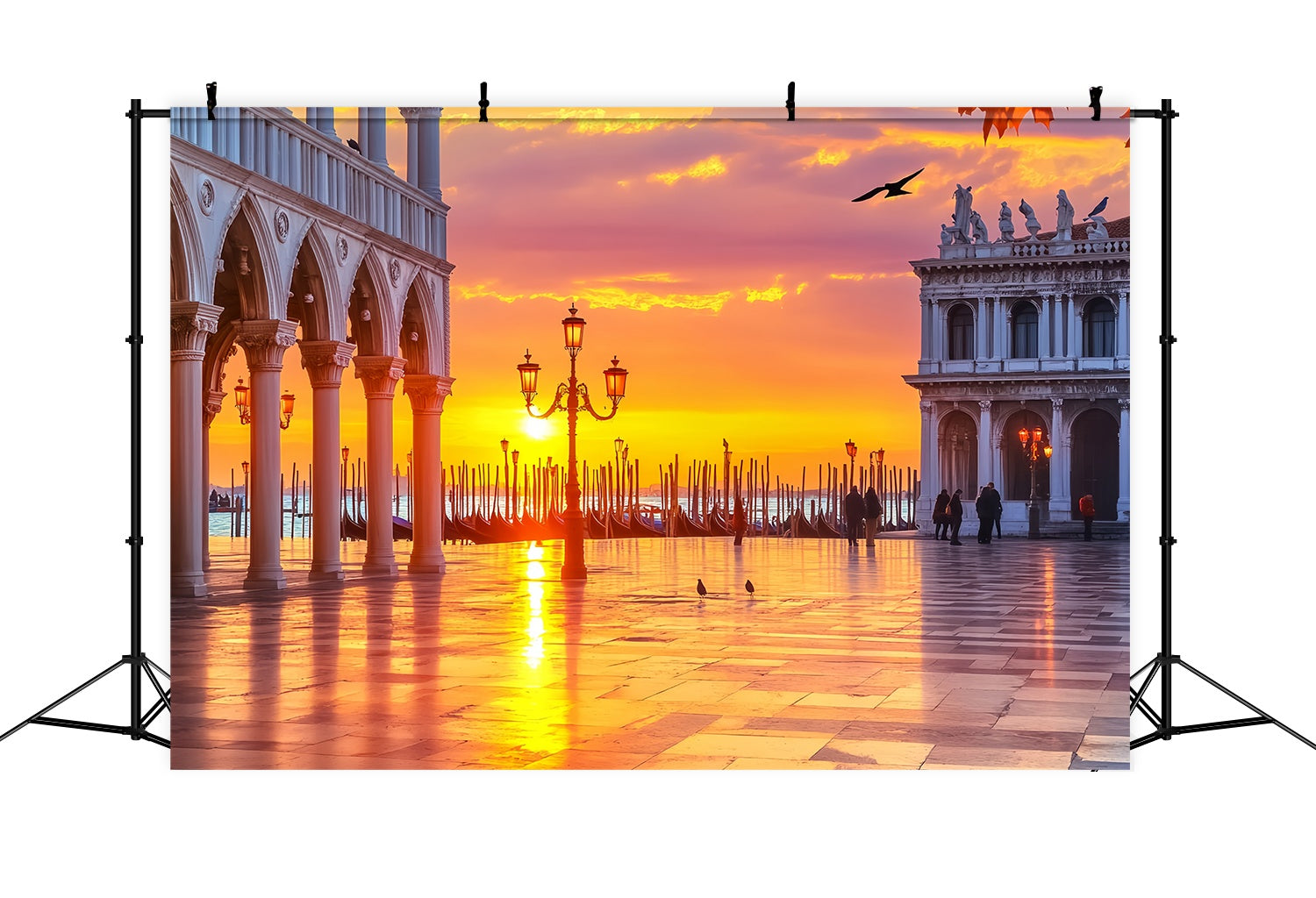 Herbst-Foto Hintergrund Venezianischer Sonnenaufgang Gondelblick Sonnenuntergang Foto Hintergrund LXX58-171