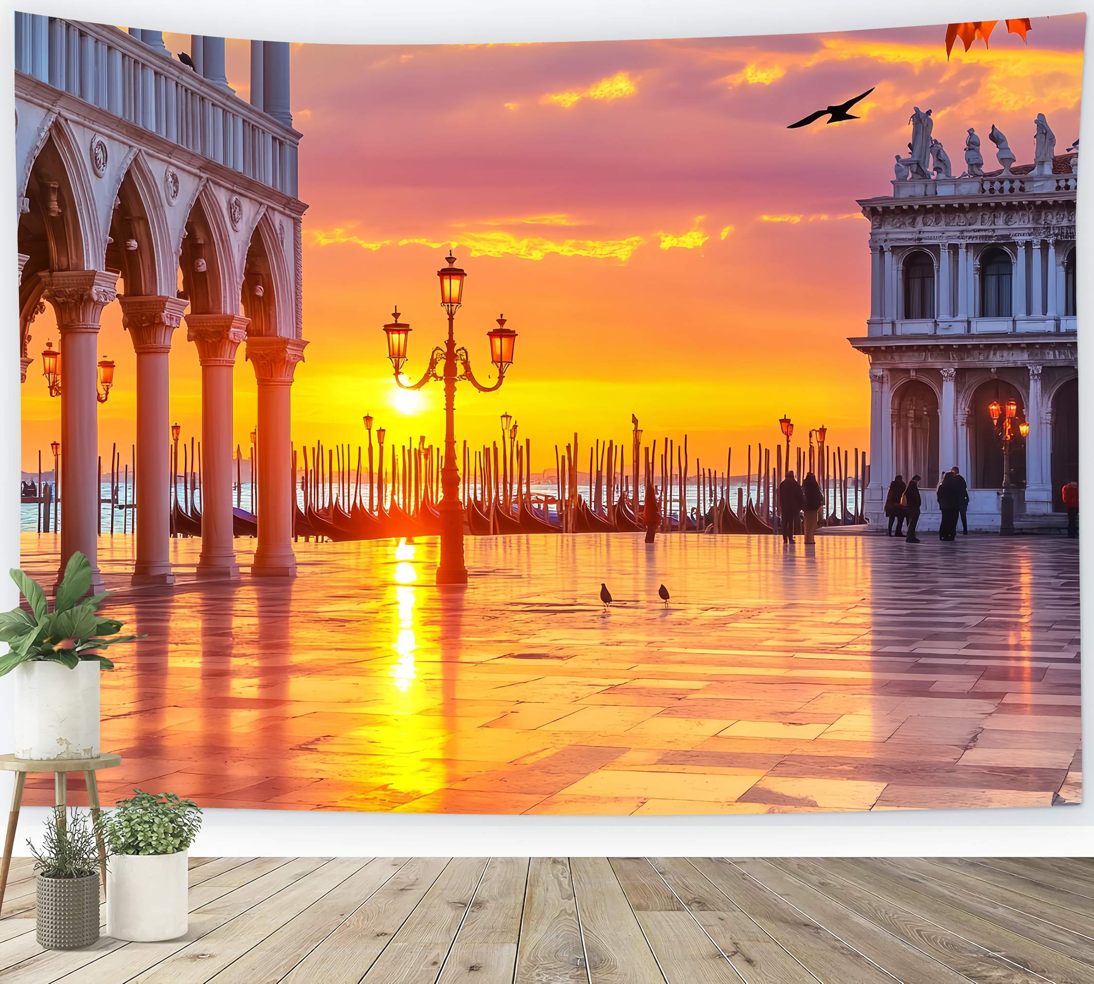 Herbst-Foto Hintergrund Venezianischer Sonnenaufgang Gondelblick Sonnenuntergang Foto Hintergrund LXX58-171