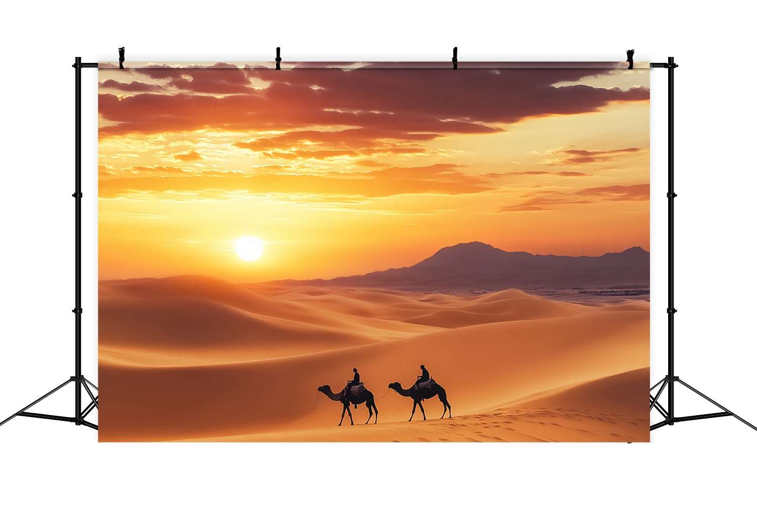 Herbst-Foto Hintergrund-Ideen Goldene Wüstenkarawane Silhouette Sonnenuntergang-Foto Hintergrund LXX58-173