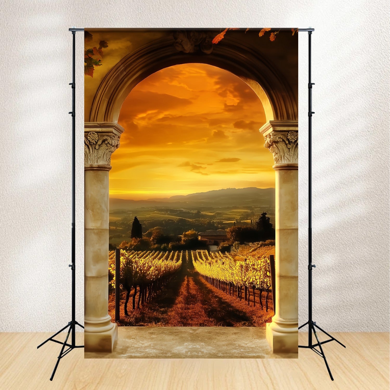 Herbstkulisse Golden Vineyard Archway View Vintage Backdrop LXX58-174