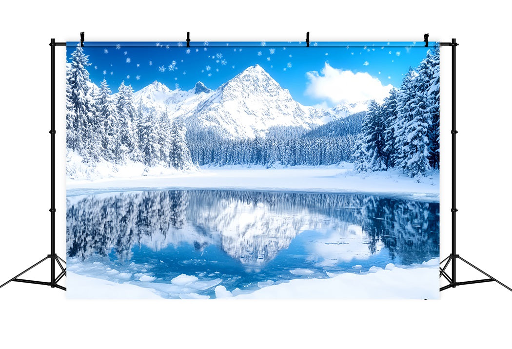 Winter Wonderland Backdrop Kristallsee Alpenreflexion Winter Studio Hintergrund LXX58-227