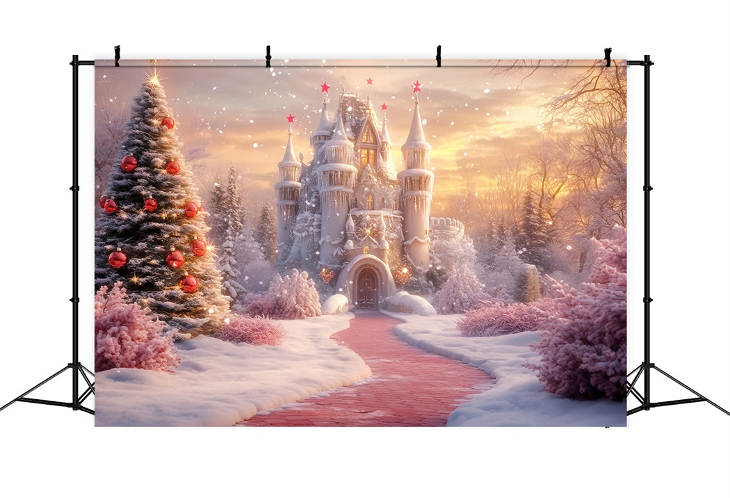 Winter Wonderland Backdrop Weihnachtsschloss Schneepfad Winter Backdrop LXX58-228