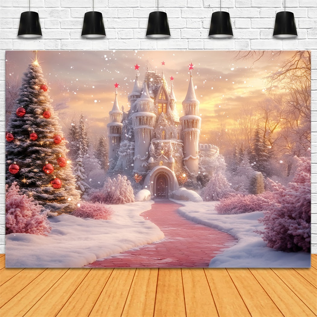 Winter Wonderland Backdrop Weihnachtsschloss Schneepfad Winter Backdrop LXX58-228