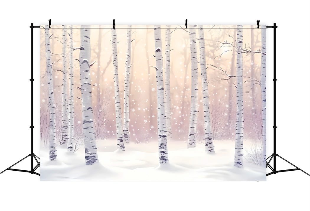 Winterlicher verschneiter Wald Verschneite Birken Winterlicher Schein Waldhintergründe LXX58-277