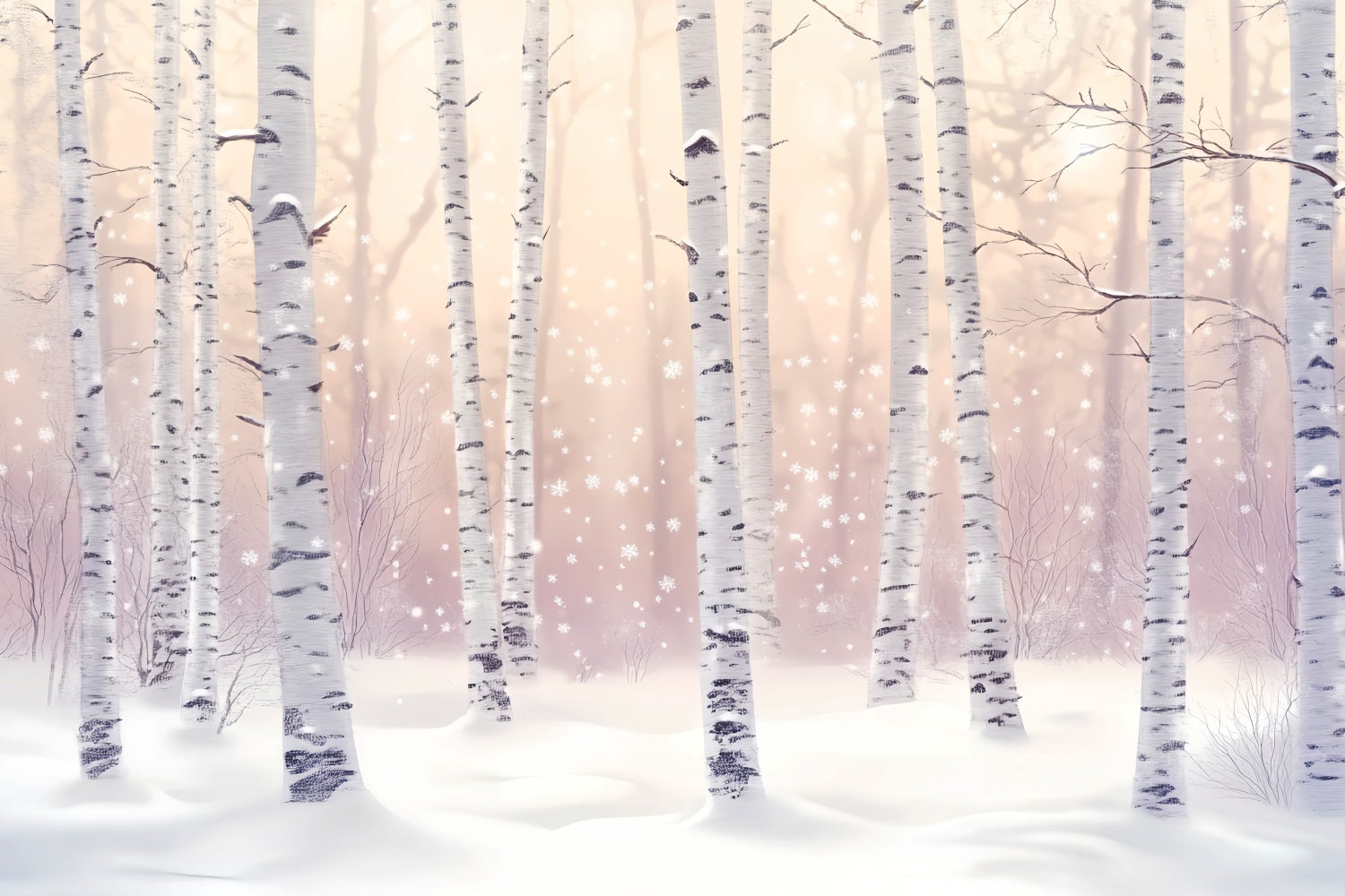 Winterlicher verschneiter Wald Verschneite Birken Winterlicher Schein Waldhintergründe LXX58-277