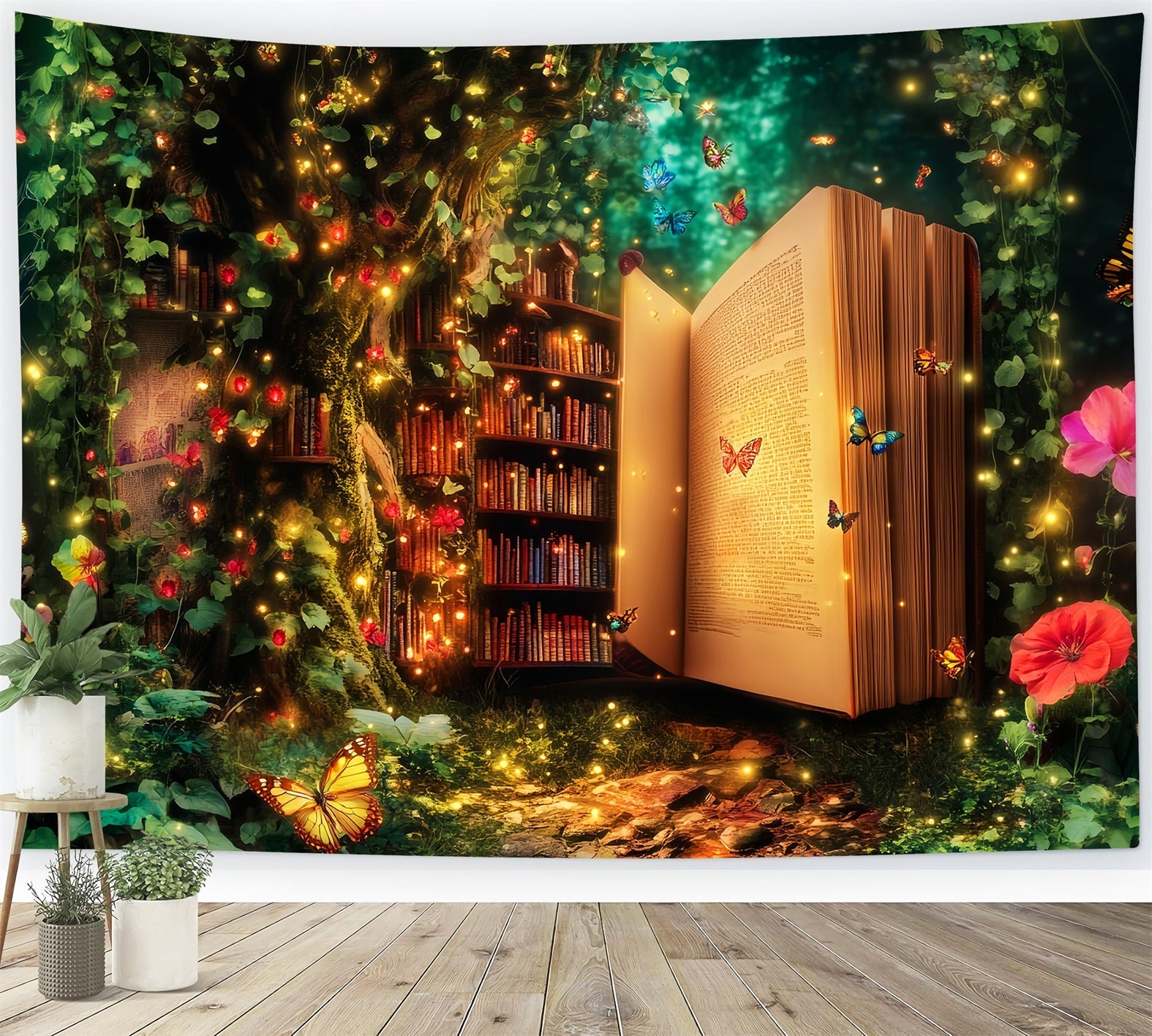 Verzauberter Wald Magische Bibliothek Baum Bücherregal Fotografie Wald Foto Hintergrund LXX58-286