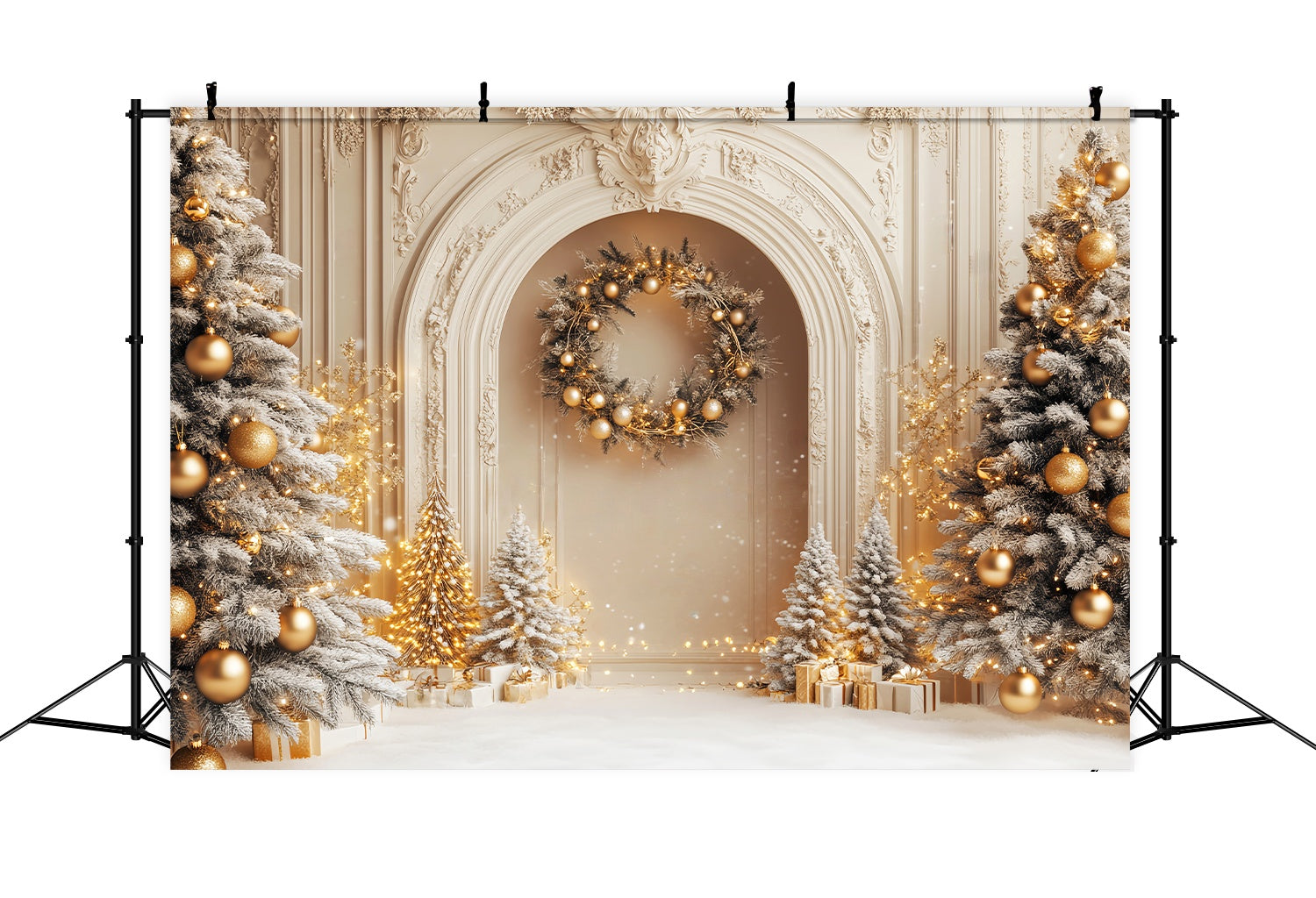 Weiße Weihnachten Foto Hintergrund Golden Frosted Palace Trees Weihnachten Backdrop Ideen LXX58-54