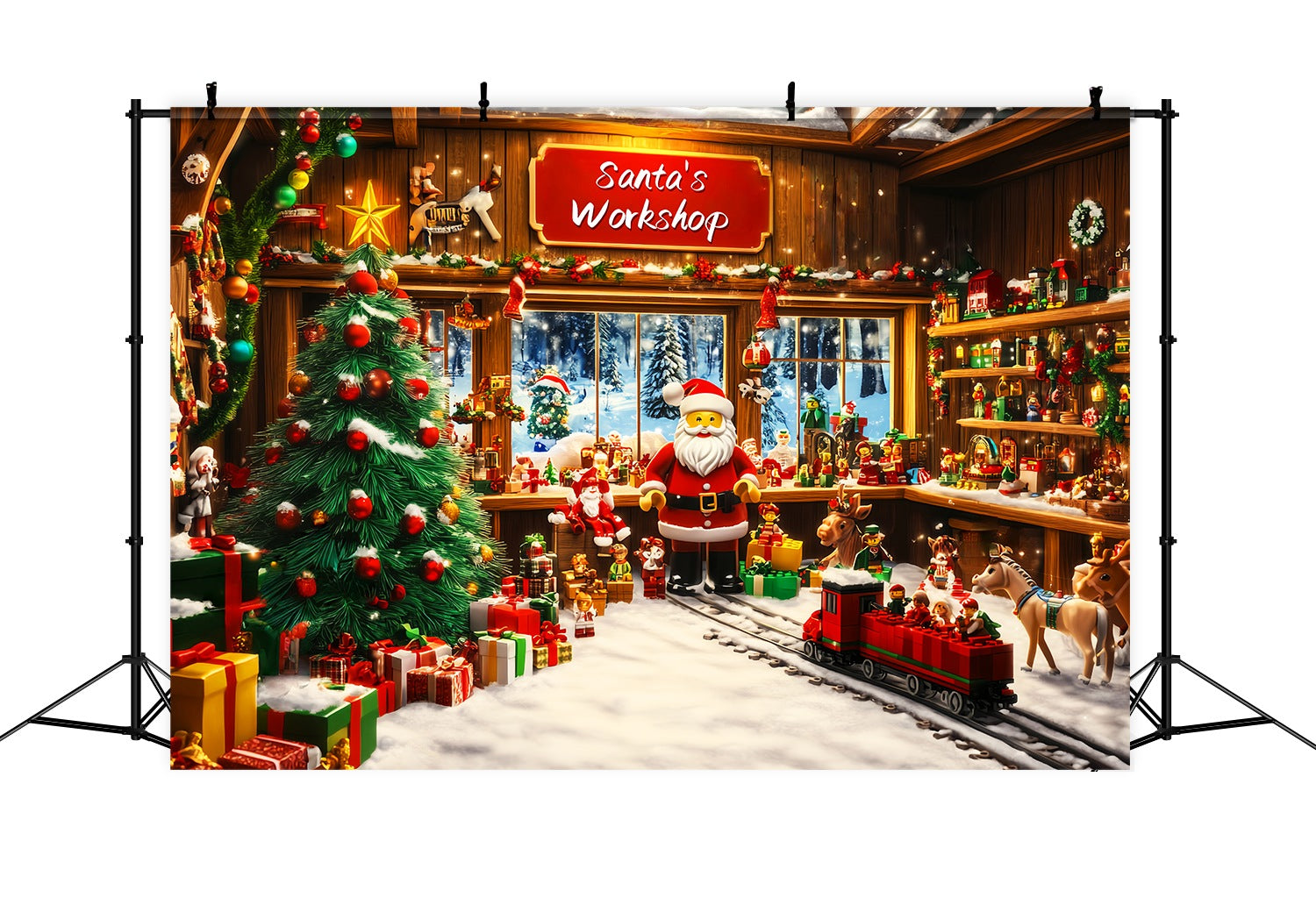 Weihnachtsmann Werkstatt Foto Hintergrund Lego Santa's Workshop Weihnachten Backdrops Verkauf LXX58-64