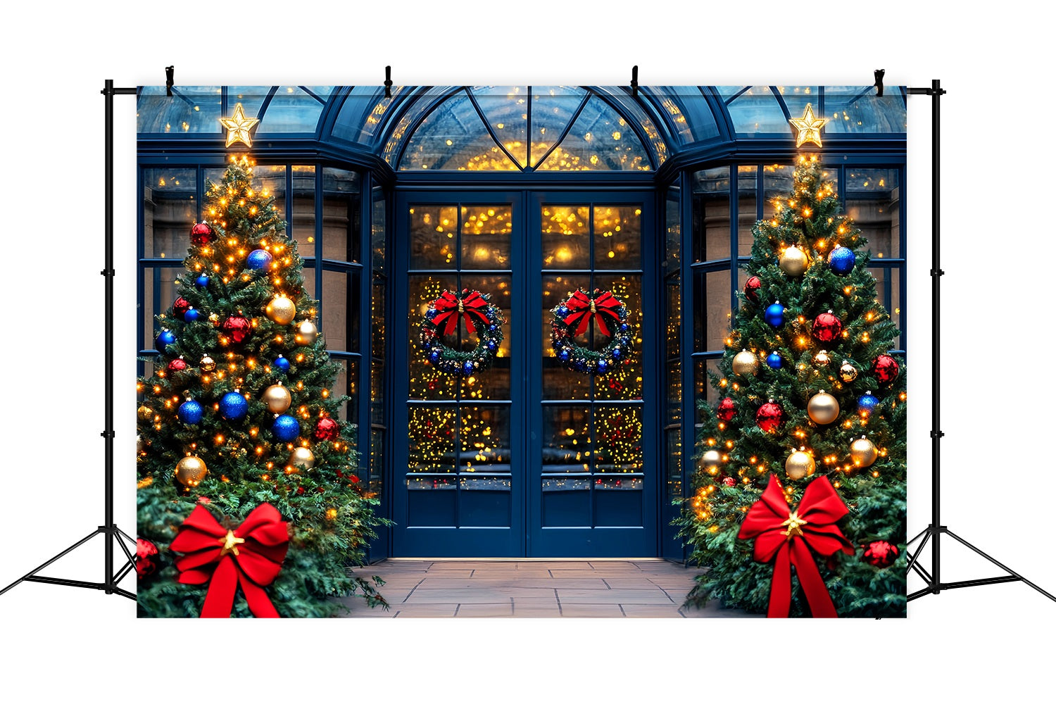 Weihnachten Fotohintergrund Königsblau Ornament Eingangsbereich Weihnachten Hintergründe 10x10 LXX58-68