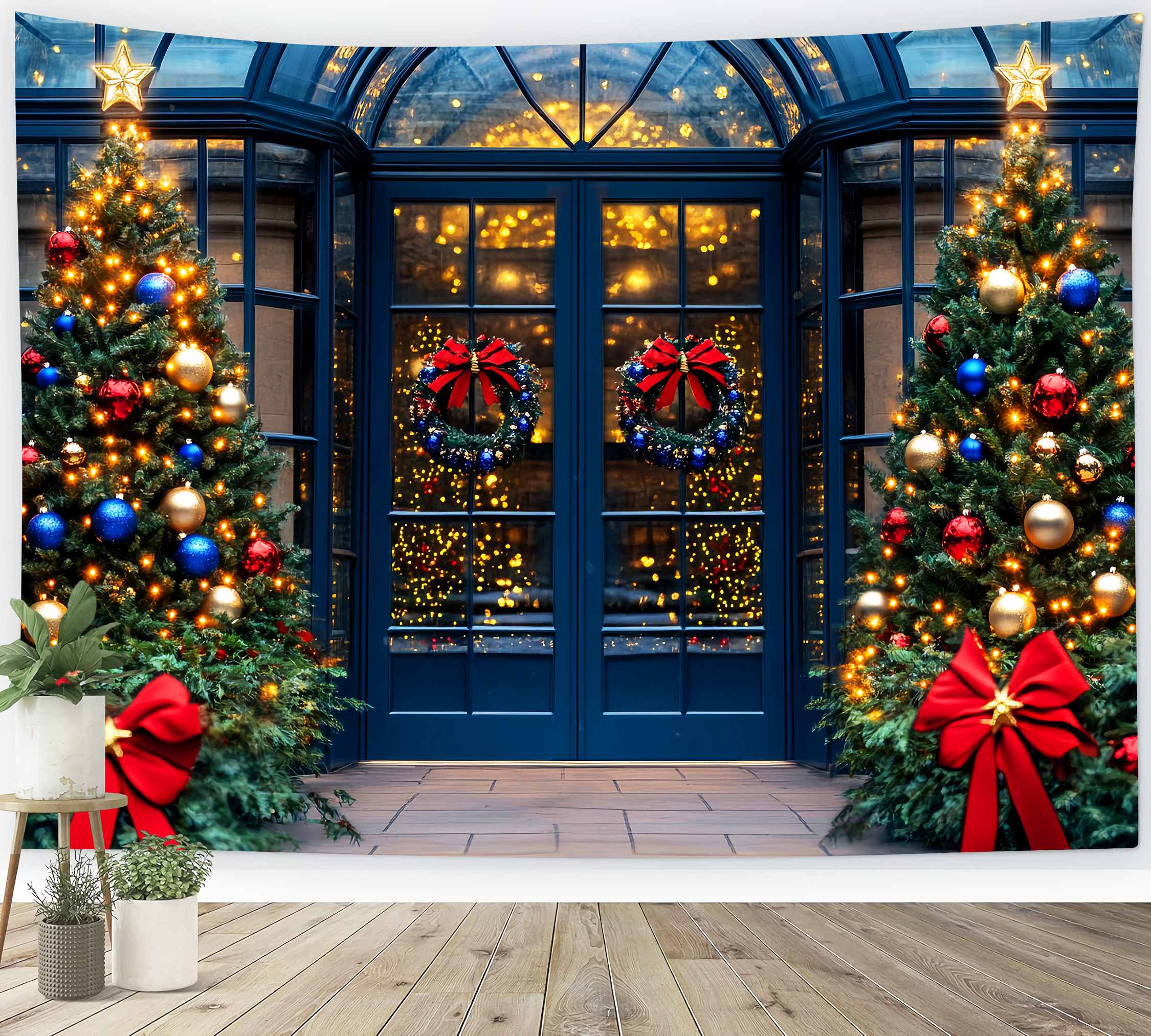 Weihnachten Fotohintergrund Königsblau Ornament Eingangsbereich Weihnachten Hintergründe 10x10 LXX58-68