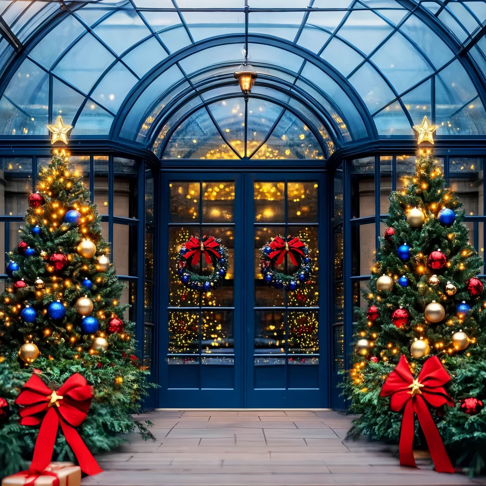 Weihnachten Fotohintergrund Königsblau Ornament Eingangsbereich Weihnachten Hintergründe 10x10 LXX58-68