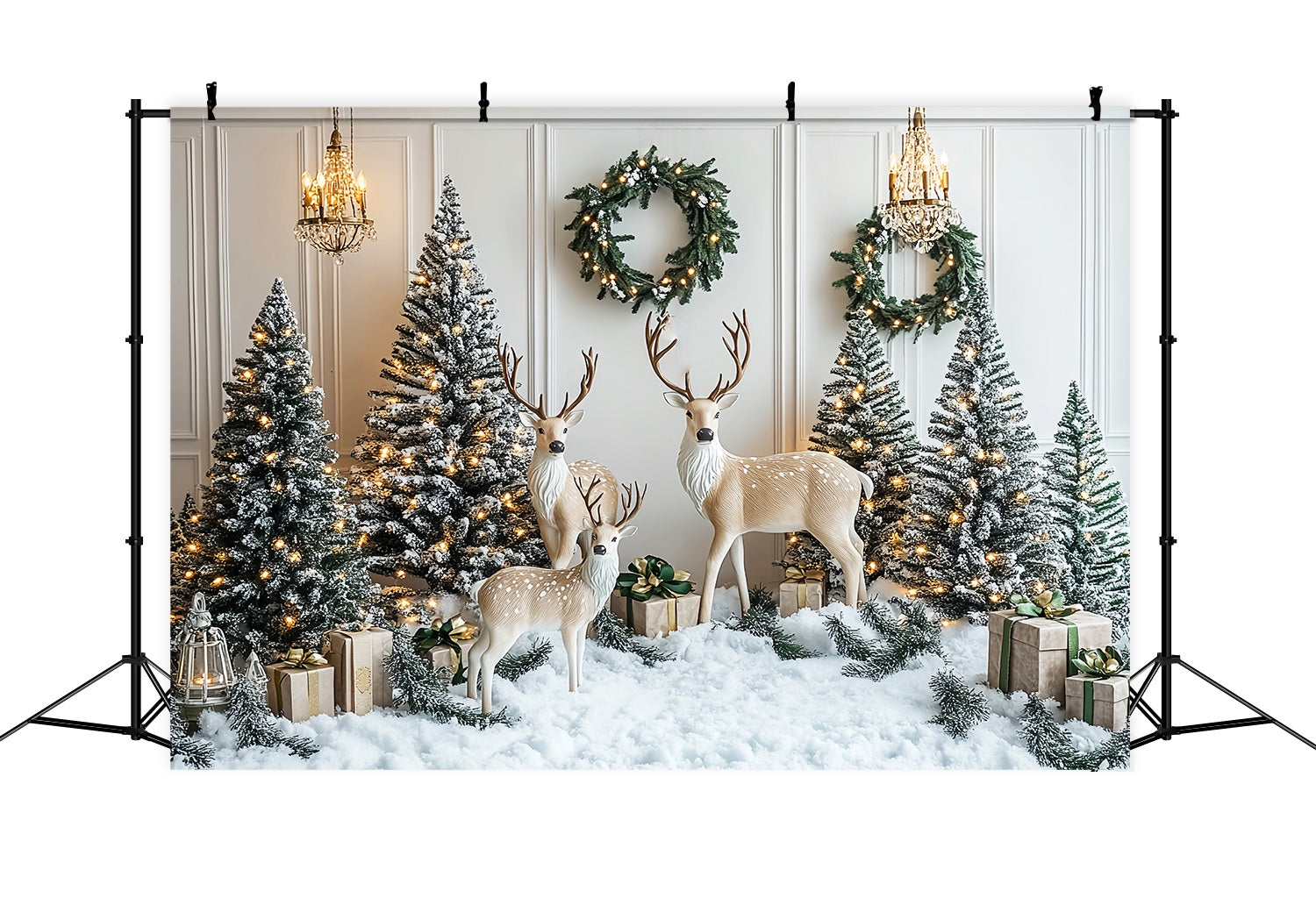 Weihnachten Wand Foto Hintergrund verschneit Rentier Tannenwunderland Weihnachten Hintergrundbilder 10x10 LXX58-70