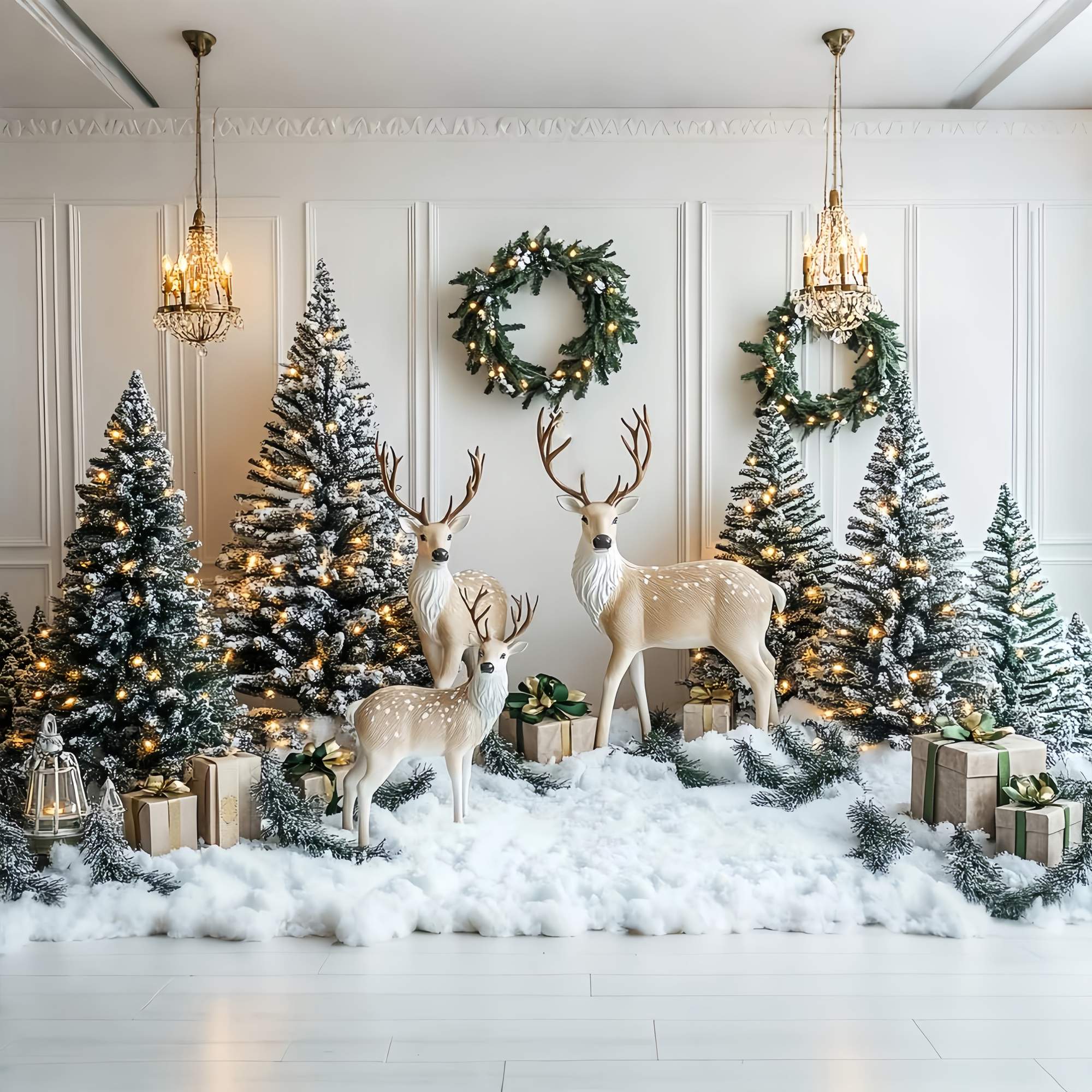 Weihnachten Wand Foto Hintergrund verschneit Rentier Tannenwunderland Weihnachten Hintergrundbilder 10x10 LXX58-70