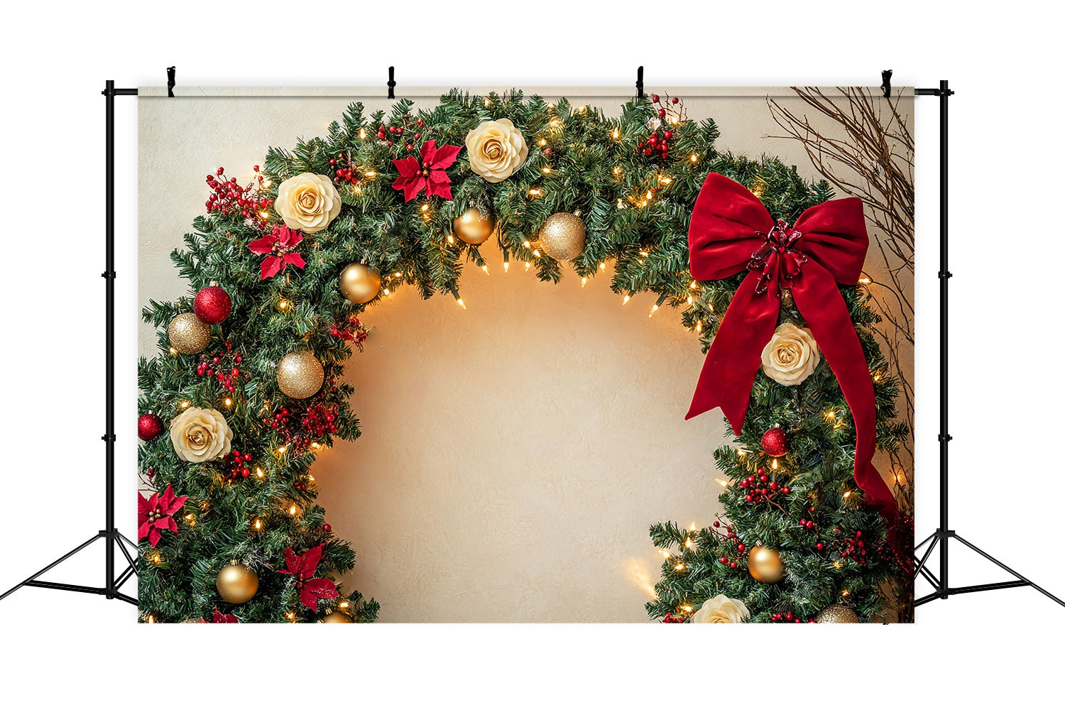 Weihnachten Wandhintergrund Gold Rose Girlande Wandbogen Weihnachtsfotohintergrund LXX58-72