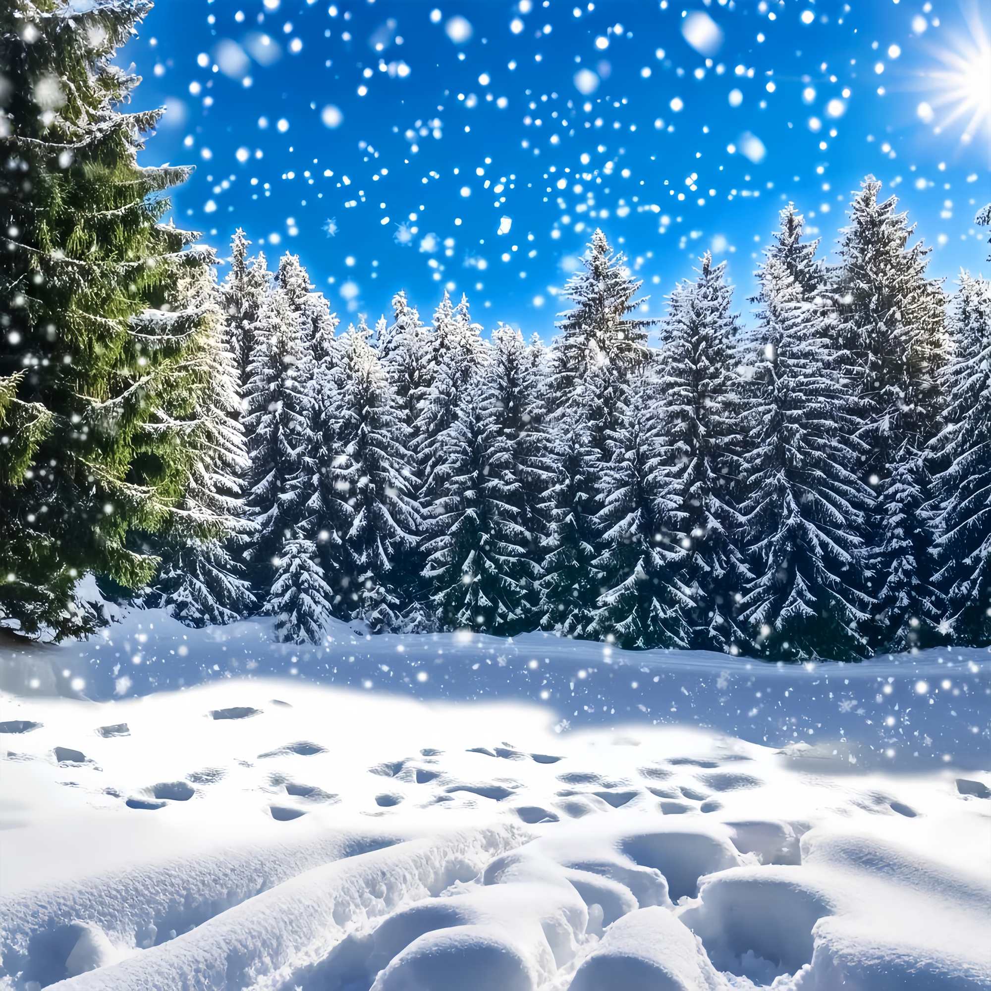 Weihnachtsbaum Bauernhof Foto Hintergrund verschneite Tanne Wald funkelnde Szene Weihnachten Hintergrund LXX58-88