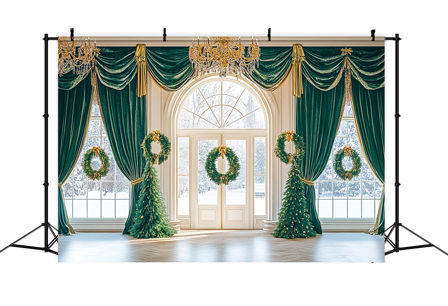 Weihnachten Fotokulisse Smaragd Drapieren Kranz Ballsaal Weihnachten Kulissen für Fotos LXX58-89