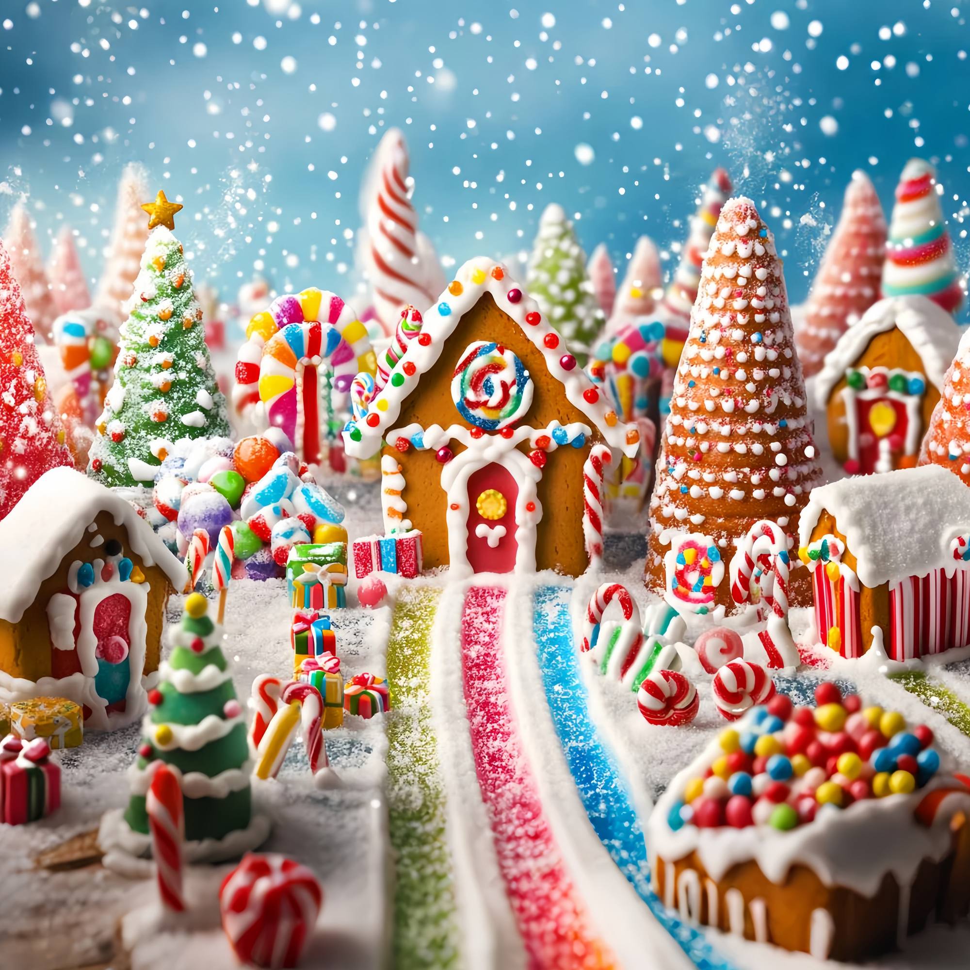 Candyland Weihnachts Foto Hintergrund Candyland Lebkuchen Dorf Szene Weihnachts Hintergrund Ideen LXX58-90