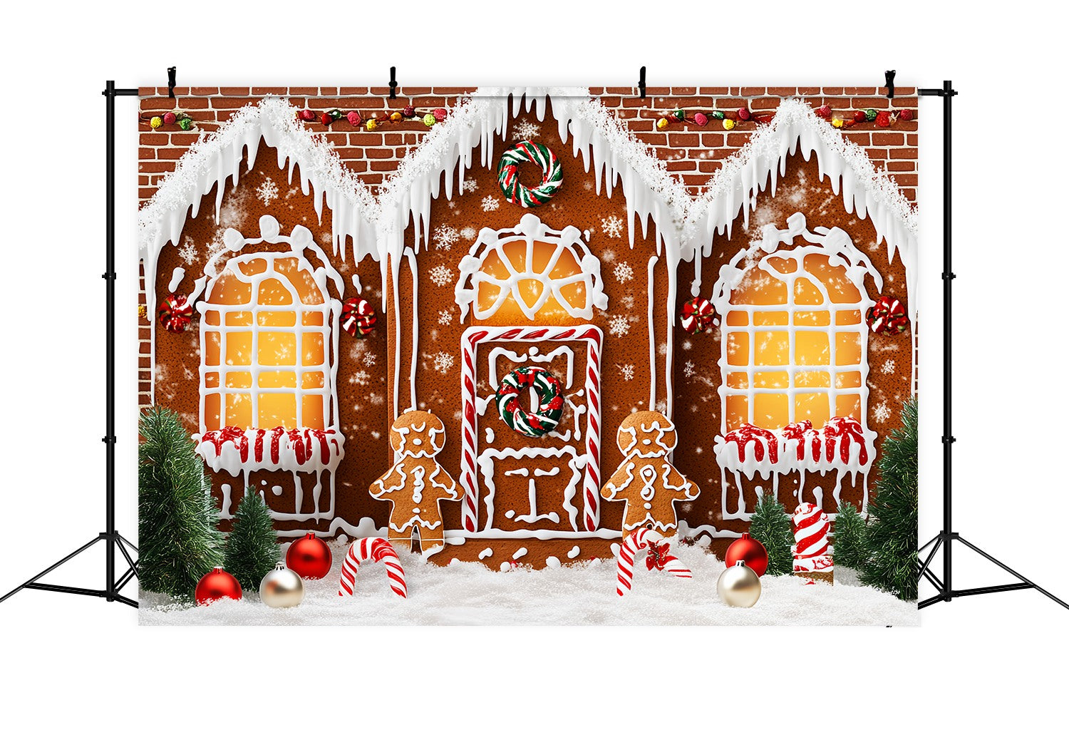 Candyland Weihnachtshintergrund Candy Frost Lebkuchenhaus Weihnachtshintergründe für Fotos LXX58-91