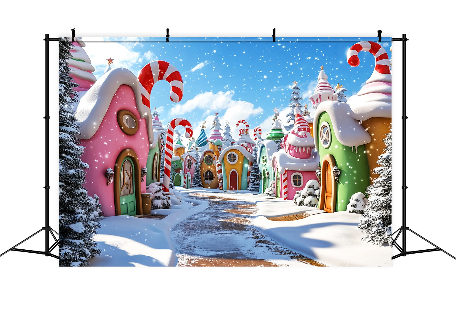 Weihnachtsdorf Hintergrundkulisse Whoville Zuckerstangen Dorf Weihnachts Fotokulissen LXX58-92