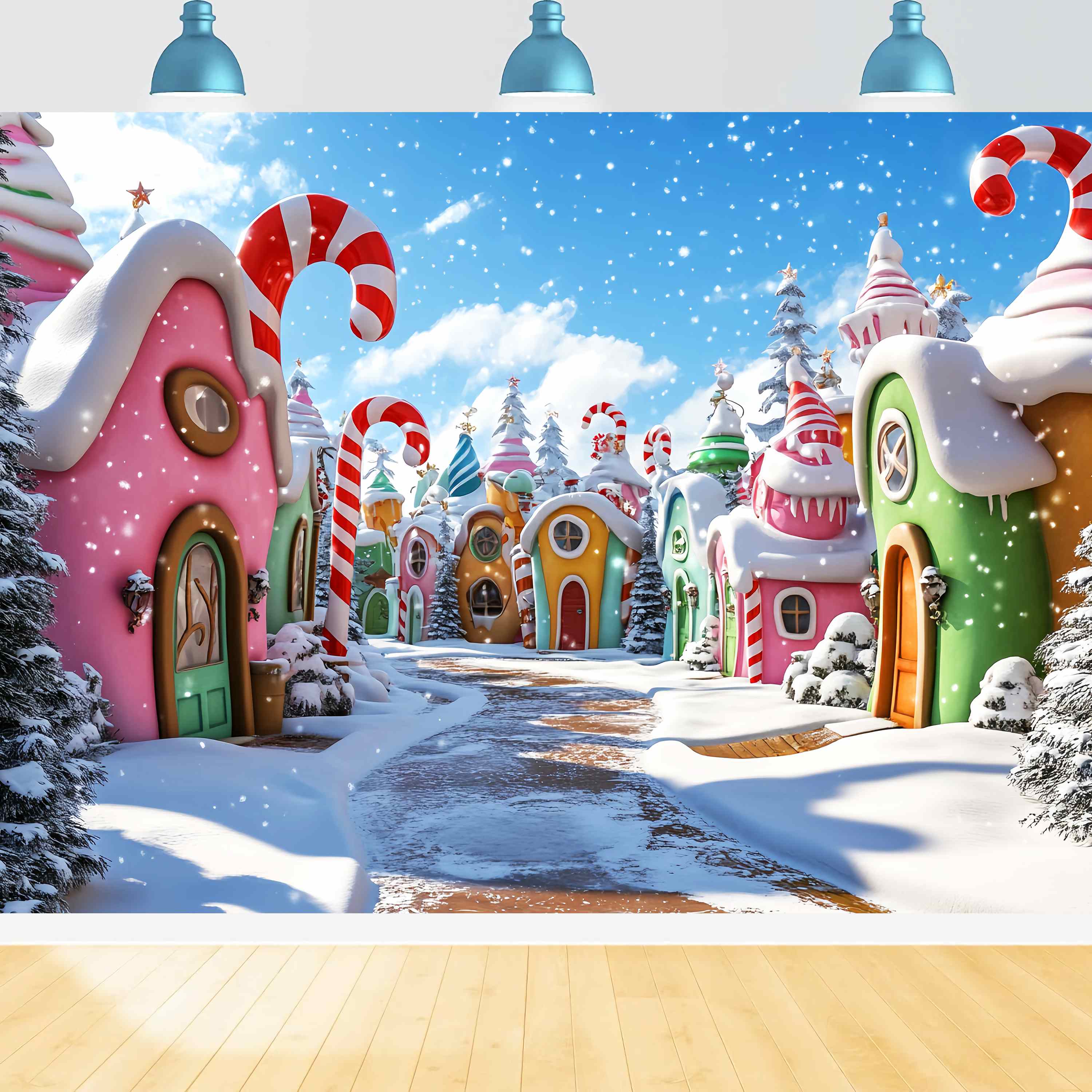 Weihnachtsdorf Hintergrundkulisse Whoville Zuckerstangen Dorf Weihnachts Fotokulissen LXX58-92