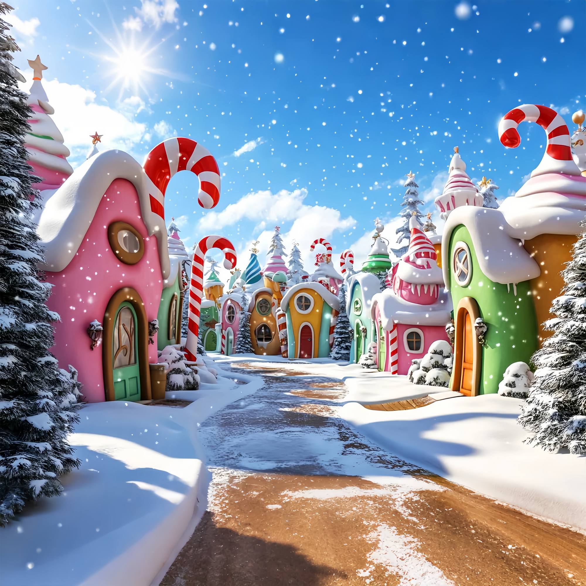 Weihnachtsdorf Hintergrundkulisse Whoville Zuckerstangen Dorf Weihnachts Fotokulissen LXX58-92