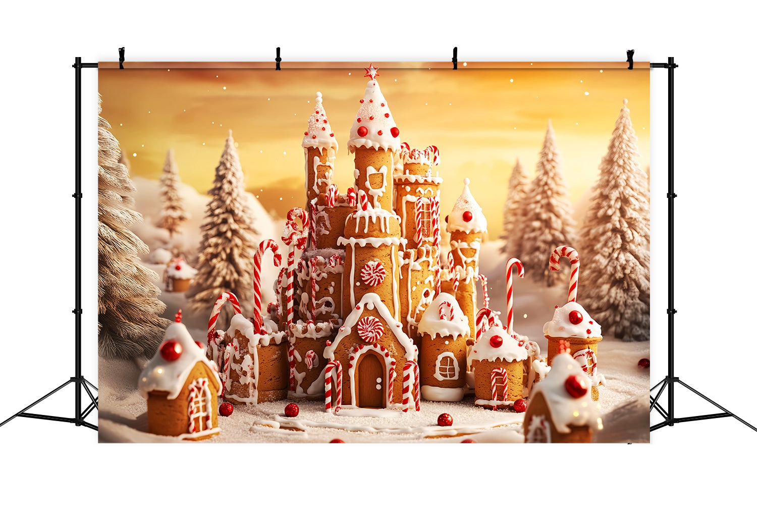 Candyland Weihnachten Foto Hintergrund Lebkuchen Schloss Wunderland Weihnachten Backdrops Verkauf LXX58-94