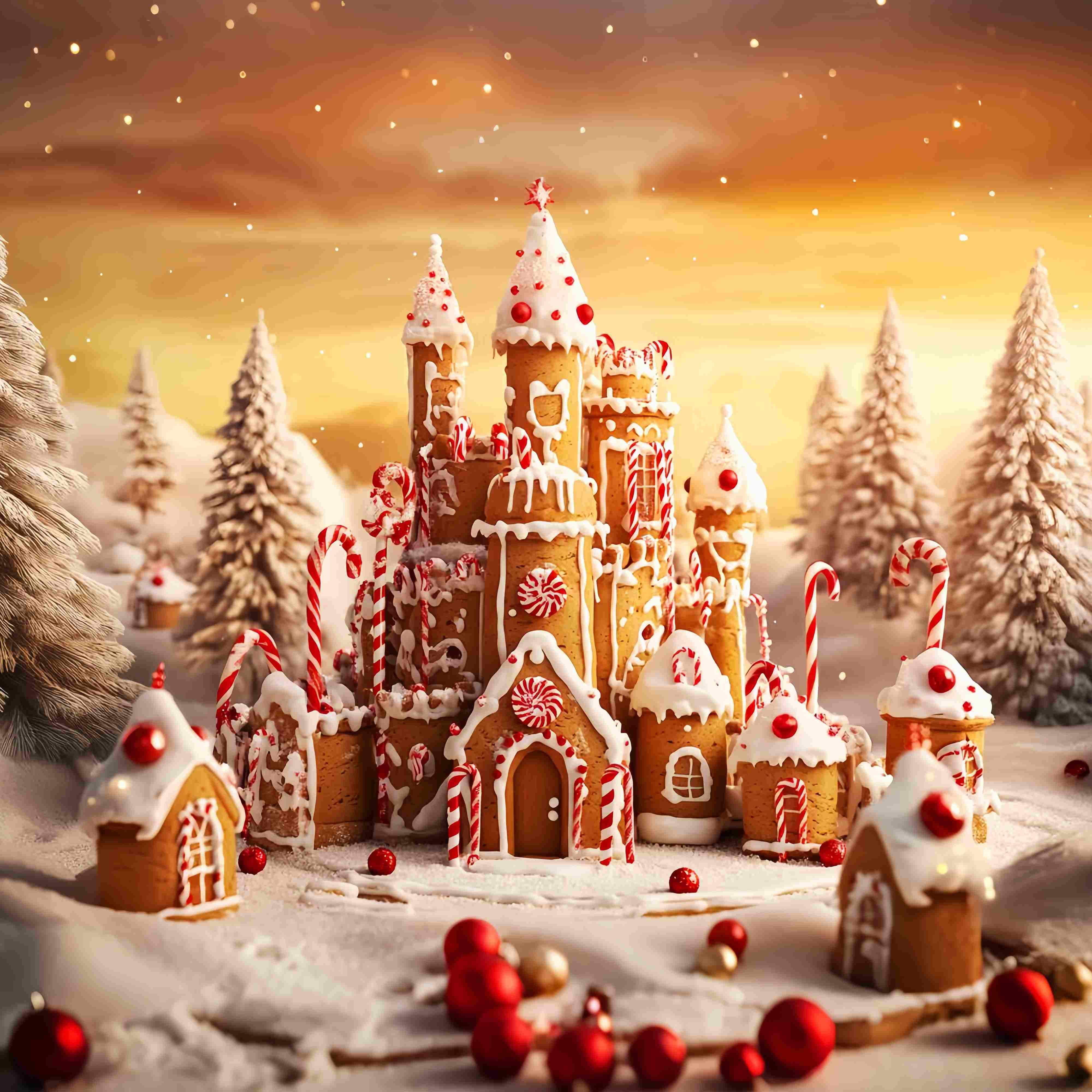 Candyland Weihnachten Foto Hintergrund Lebkuchen Schloss Wunderland Weihnachten Backdrops Verkauf LXX58-94