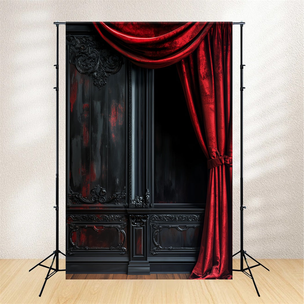Farbiger Halloween Fotohintergrund Dunkler Samt Roter Vorhang Halloween-BildFotohintergrund LXX59-154
