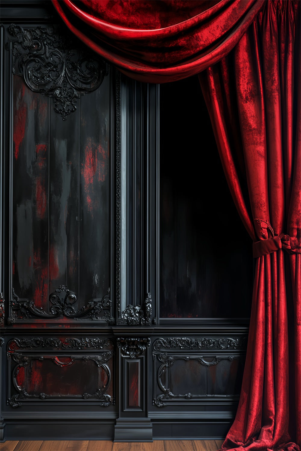 Farbiger Halloween Fotohintergrund Dunkler Samt Roter Vorhang Halloween-BildFotohintergrund LXX59-154