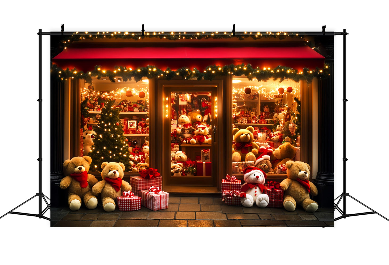 Spielzeugladen-Fotohintergrund Teddybär-Geschenkeladen-Auslage Weihnachtshintergrund-Ideen LXX59-189
