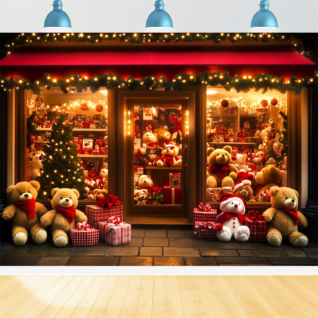 Spielzeugladen-Fotohintergrund Teddybär-Geschenkeladen-Auslage Weihnachtshintergrund-Ideen LXX59-189