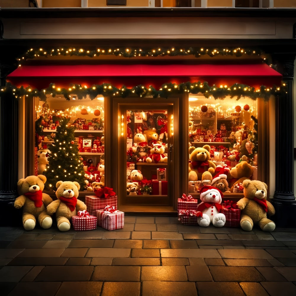 Spielzeugladen-Fotohintergrund Teddybär-Geschenkeladen-Auslage Weihnachtshintergrund-Ideen LXX59-189