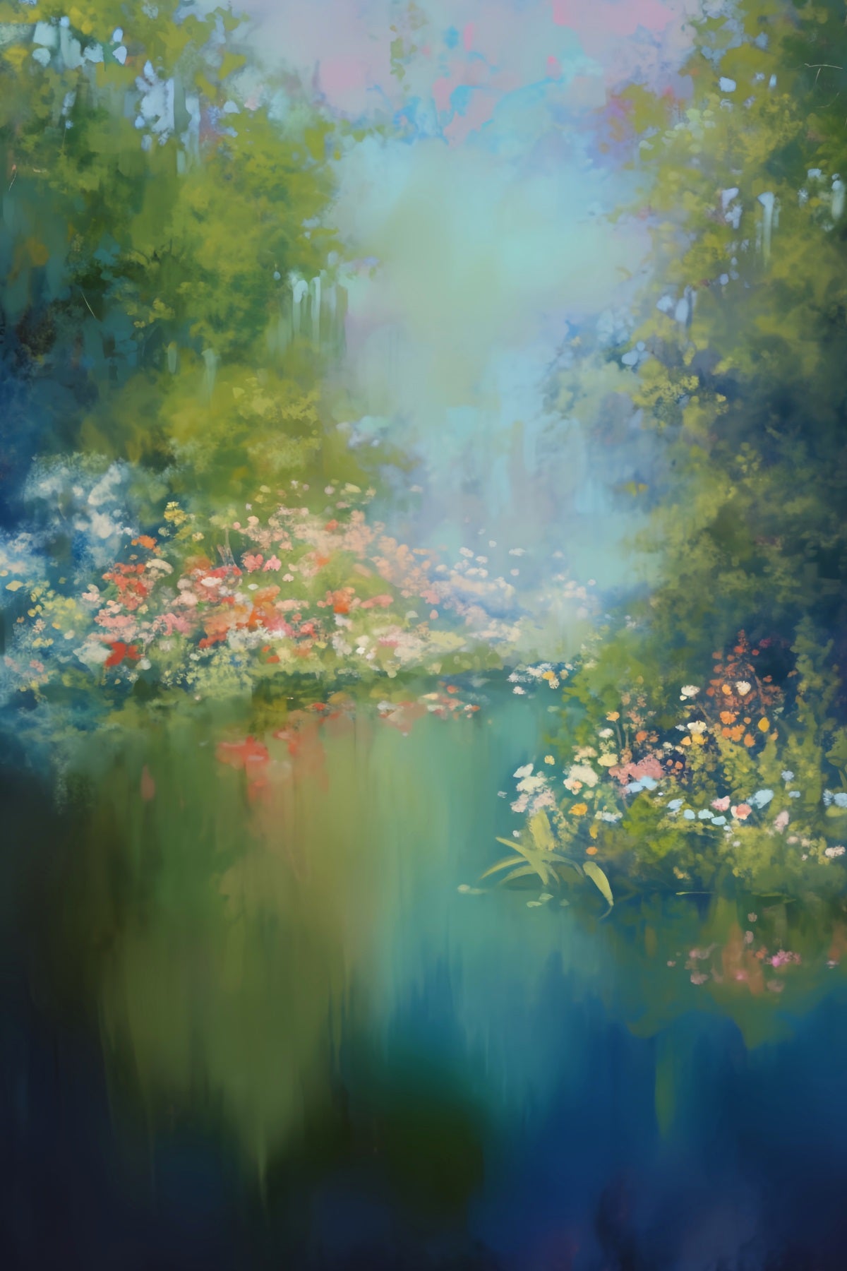 Abstrakte Malerei Blumen-Fotohintergrund Impressionistischer Garten Blütenfarben Tanz-Fotohintergrund LXX59-20