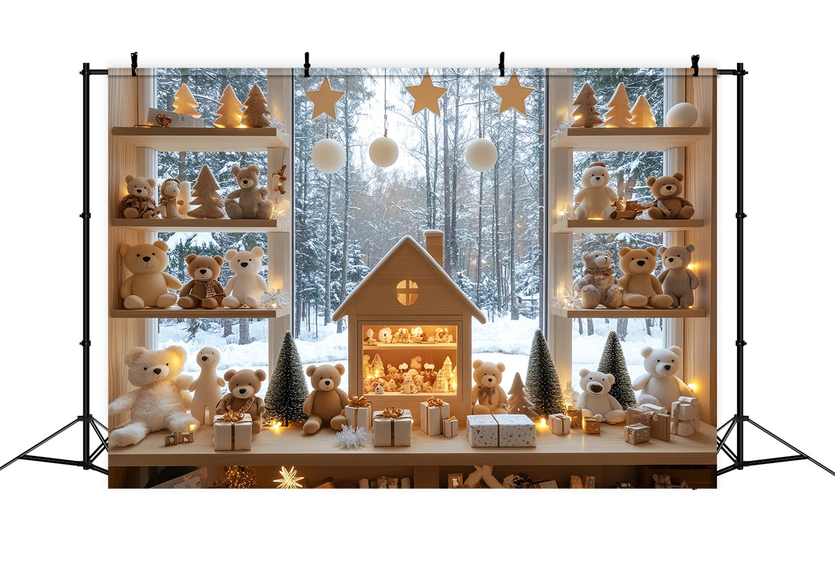 Spielzeugladen-Kulisse Winter Teddybär-Auslage Weihnachtskulissen für Fotos LXX59-200