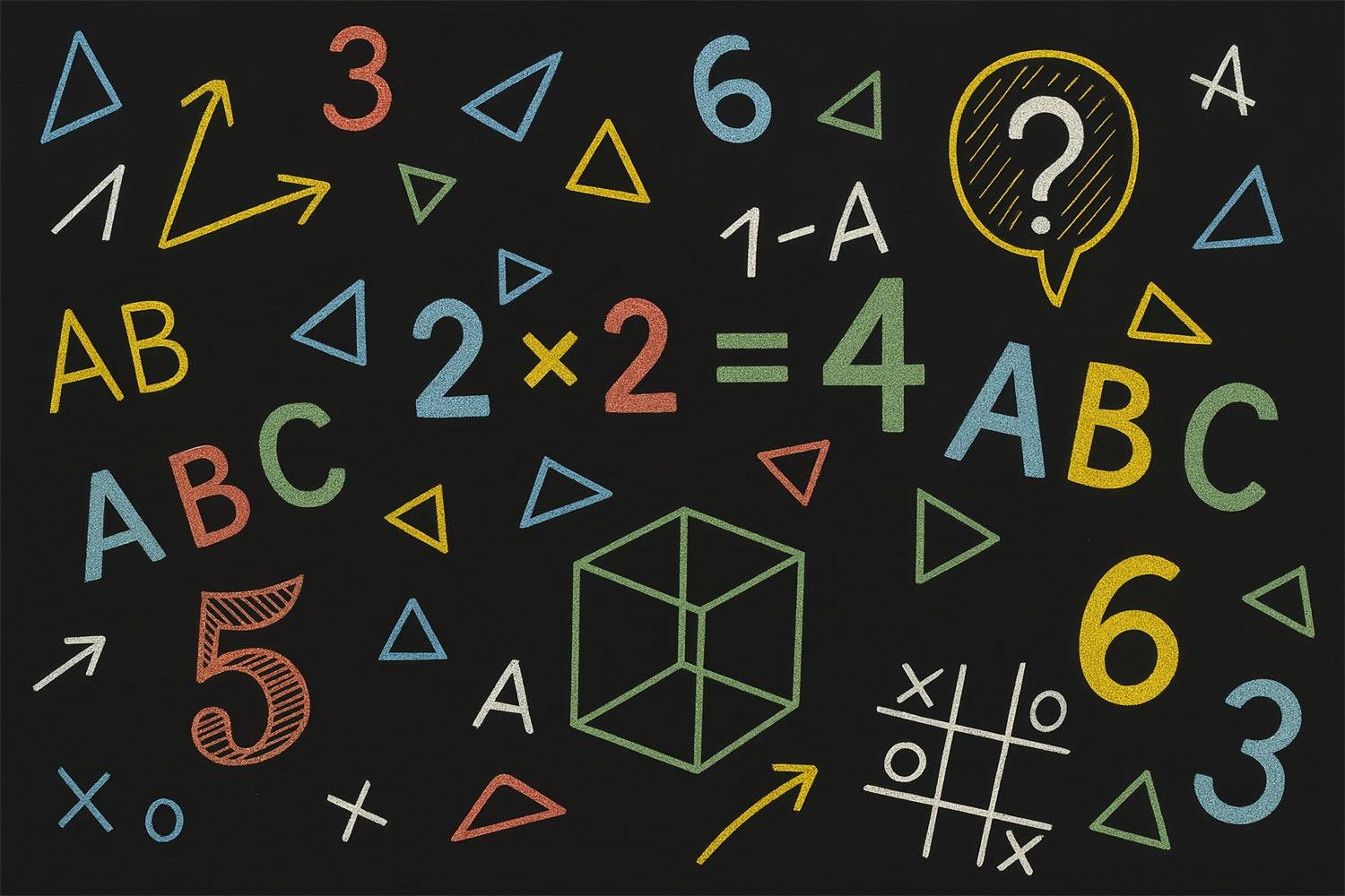 Schulhintergrund Geometrische Kreidetafel Farbige Formen Schulbeginn-Fotohintergrund LXX59-219