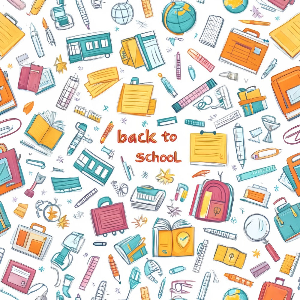 Studiohintergründe für Vorschul-Fotos Bunte Kritzeleien Schulmaterialien Fotohintergrund für den Schulanfang LXX59-245