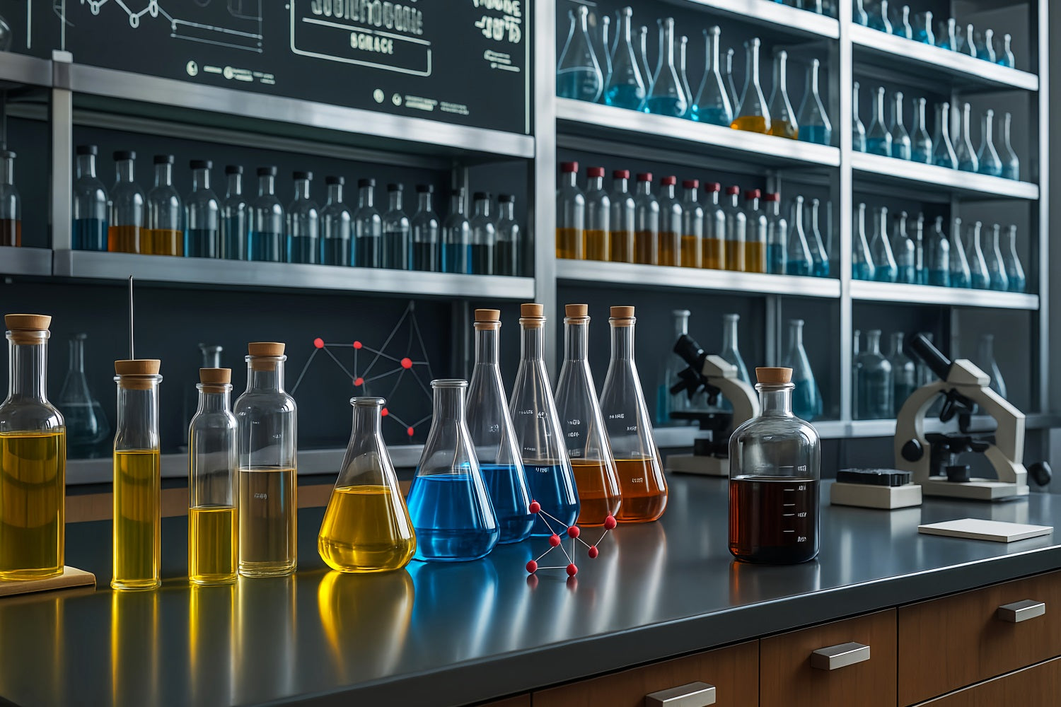 Fotohintergrund für Chemie Modernes Labor Glasgeräte Schulfoto-Fotohintergrund LXX59-253