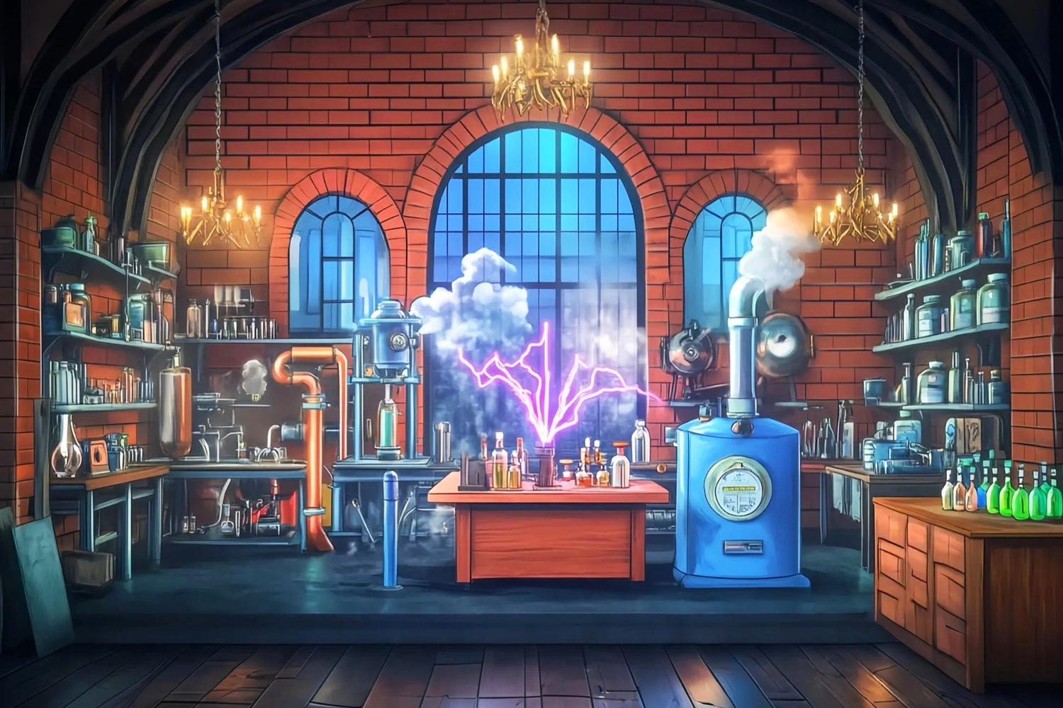 Fotohintergrund für Chemie Vintage-Labor für wissenschaftliche Experimente Zurück zur Schule Fotohintergrundideen LXX59-255