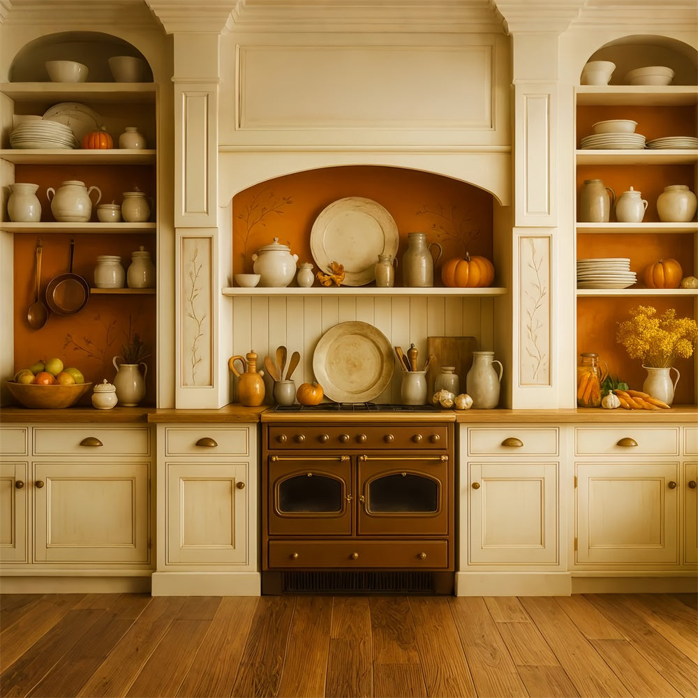 Küchenhintergrund Rustikale Herbsternte-Regale Herbstfoto-Fotohintergrund LXX59-273