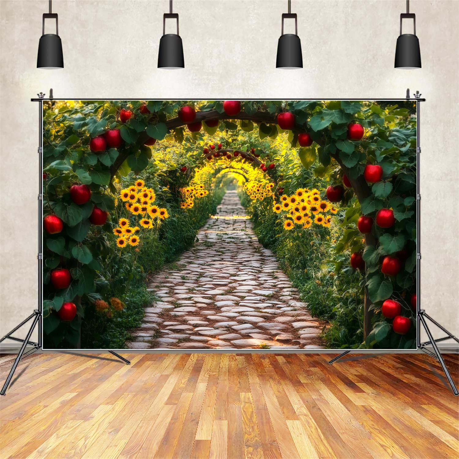 Sonnenblumen-Kulisse Apfelgarten Sonnenblumentunnel Herbst-Fotokulisse LXX59-285
