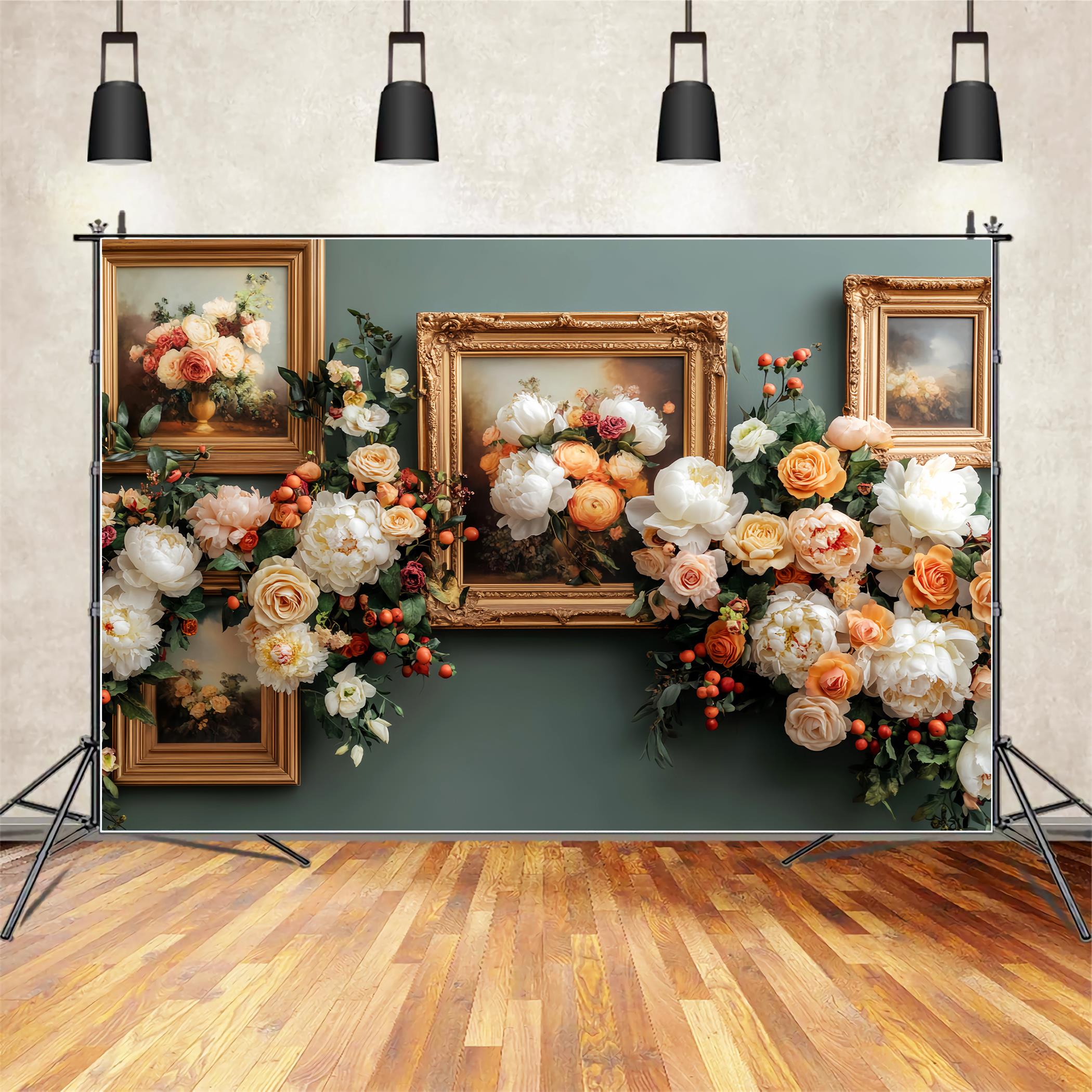 Herbstlicher Blumenhintergrund Vintage-Blumenbilderrahmen Herbst-Fotohintergründe LXX59-286