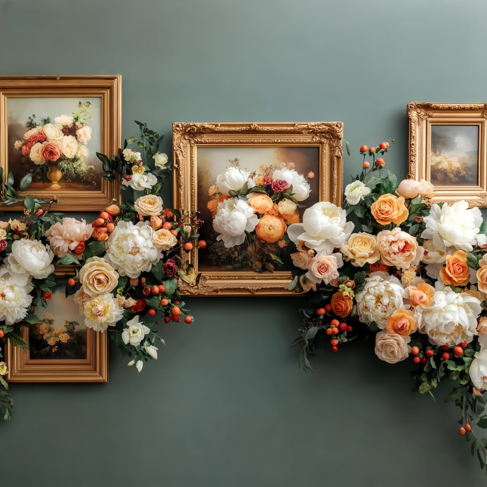Herbstlicher Blumenhintergrund Vintage-Blumenbilderrahmen Herbst-Fotohintergründe LXX59-286